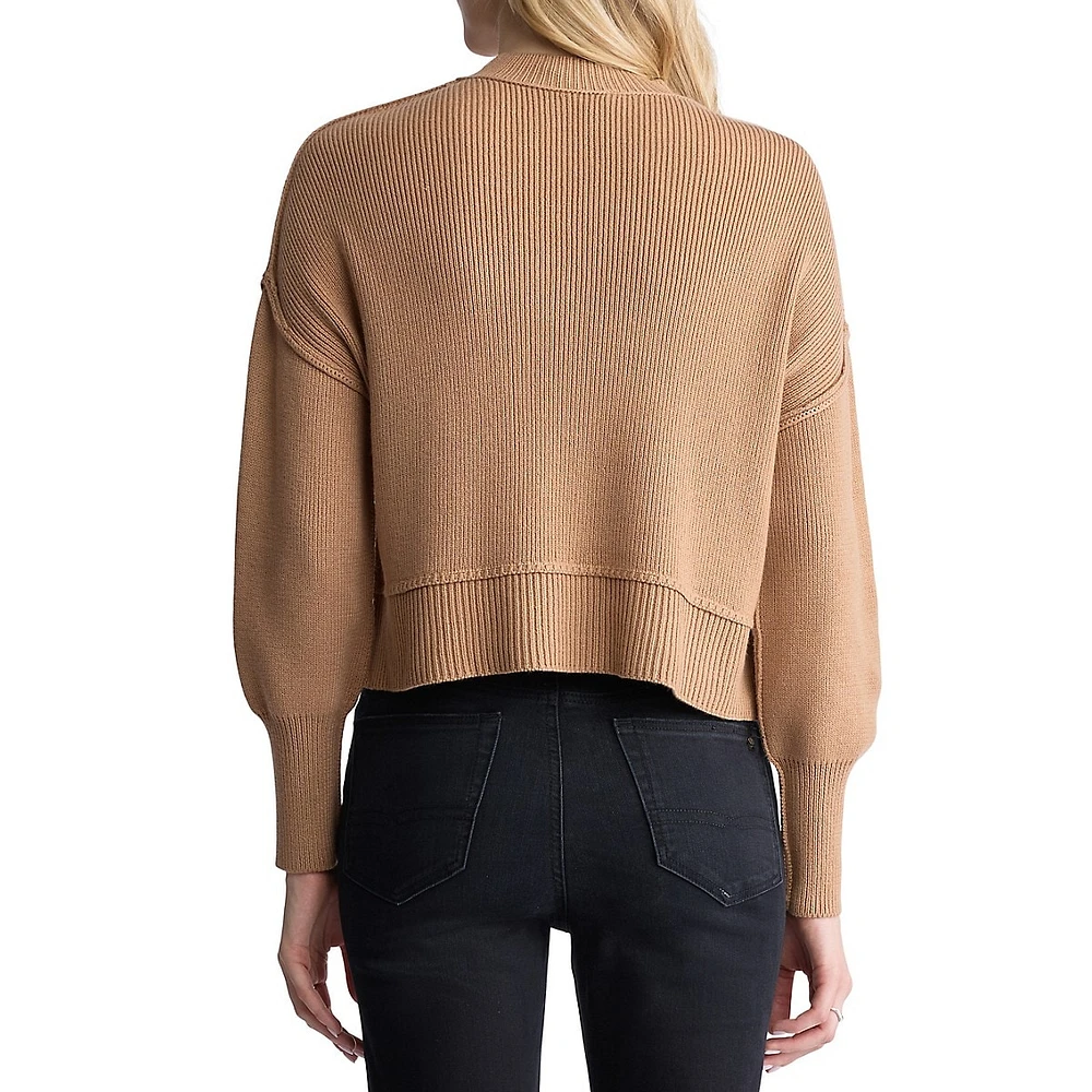 Seema Loose-Fit Piped-Seam Crop Sweater