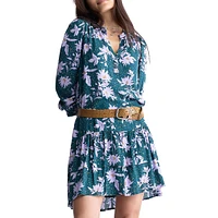 Dovie Floral Long-Sleeve Babydoll Mini Dress