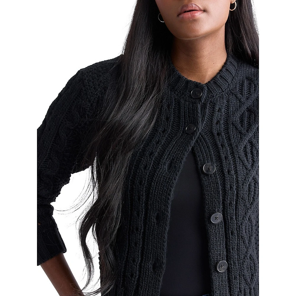 Temperance Cable-Knit Button Cardigan