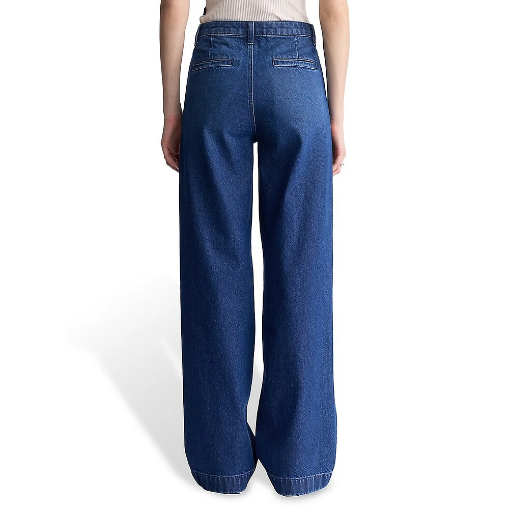 Addie High-Rise Wide-Leg Pleated Trouser Jeans