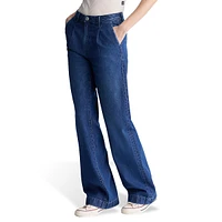 Addie High-Rise Wide-Leg Pleated Trouser Jeans