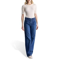 Addie High-Rise Wide-Leg Pleated Trouser Jeans