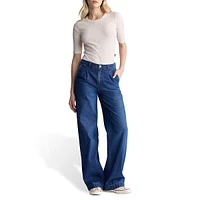 Addie High-Rise Wide-Leg Pleated Trouser Jeans