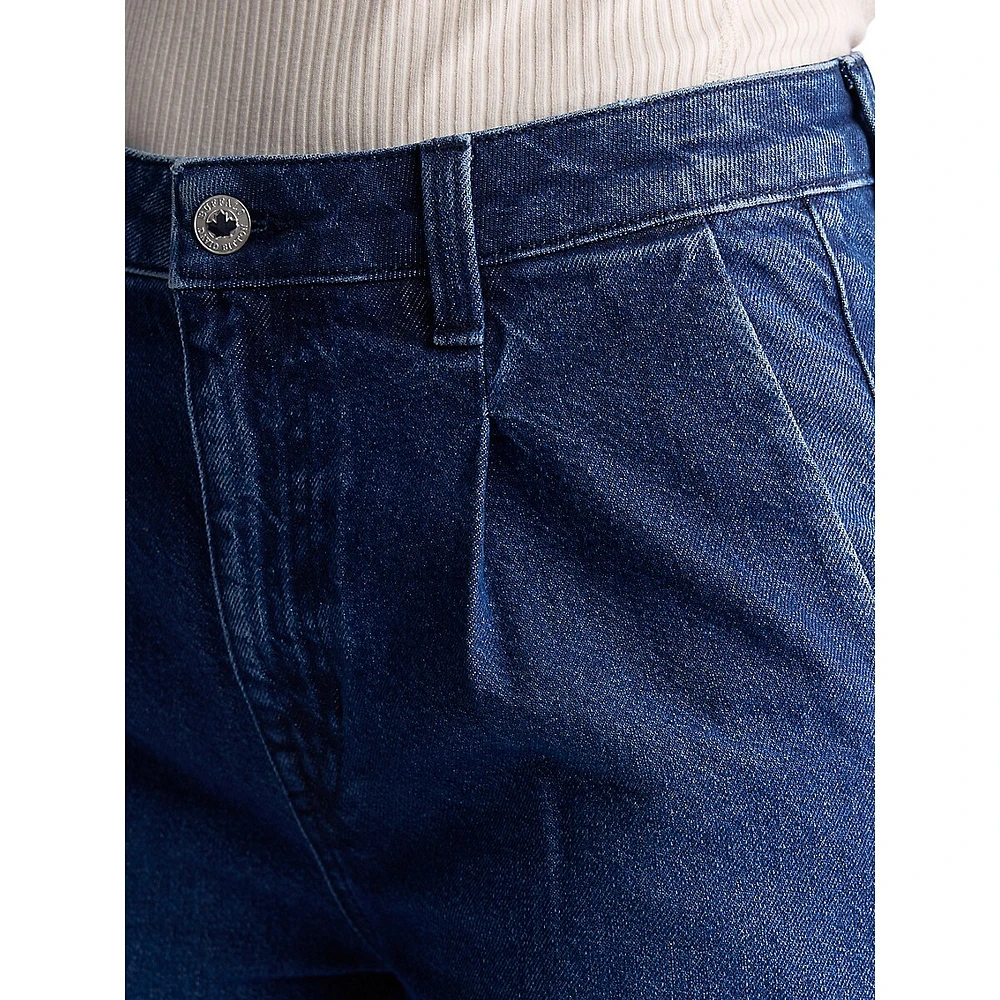 Addie High-Rise Wide-Leg Pleated Trouser Jeans