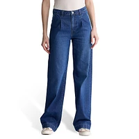 Addie High-Rise Wide-Leg Pleated Trouser Jeans