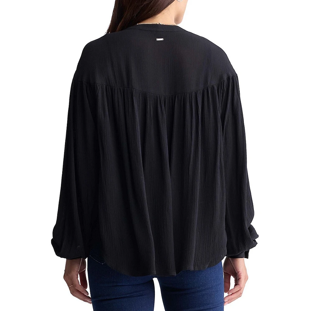 Kensley Drop-Shoulder Splitneck Loose Blouse