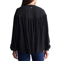 Kensley Drop-Shoulder Splitneck Loose Blouse