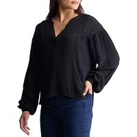 Kensley Drop-Shoulder Splitneck Loose Blouse