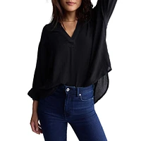 Kensley Drop-Shoulder Splitneck Loose Blouse