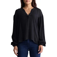 Kensley Drop-Shoulder Splitneck Loose Blouse