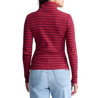 Mavra Striped Ribbed Turtleneck Top