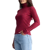 Mavra Striped Ribbed Turtleneck Top