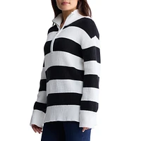 Storme Striped Quarter-Zip Oversized Sweater