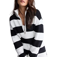 Storme Striped Quarter-Zip Oversized Sweater