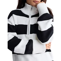 Storme Striped Quarter-Zip Oversized Sweater