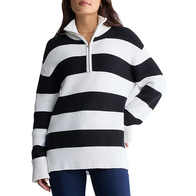 Storme Striped Quarter-Zip Oversized Sweater