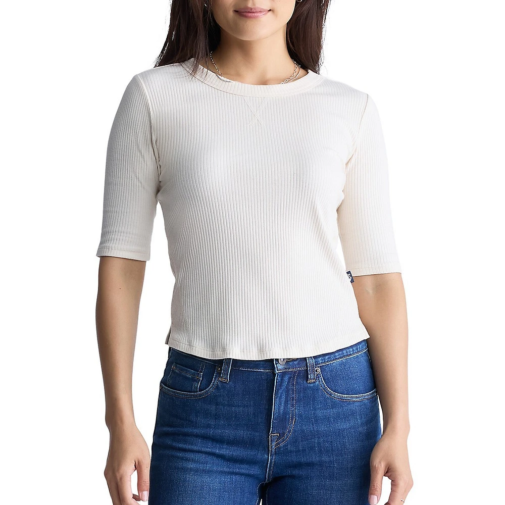 Tabbey Short-Sleeve Rib-Knit Sweater