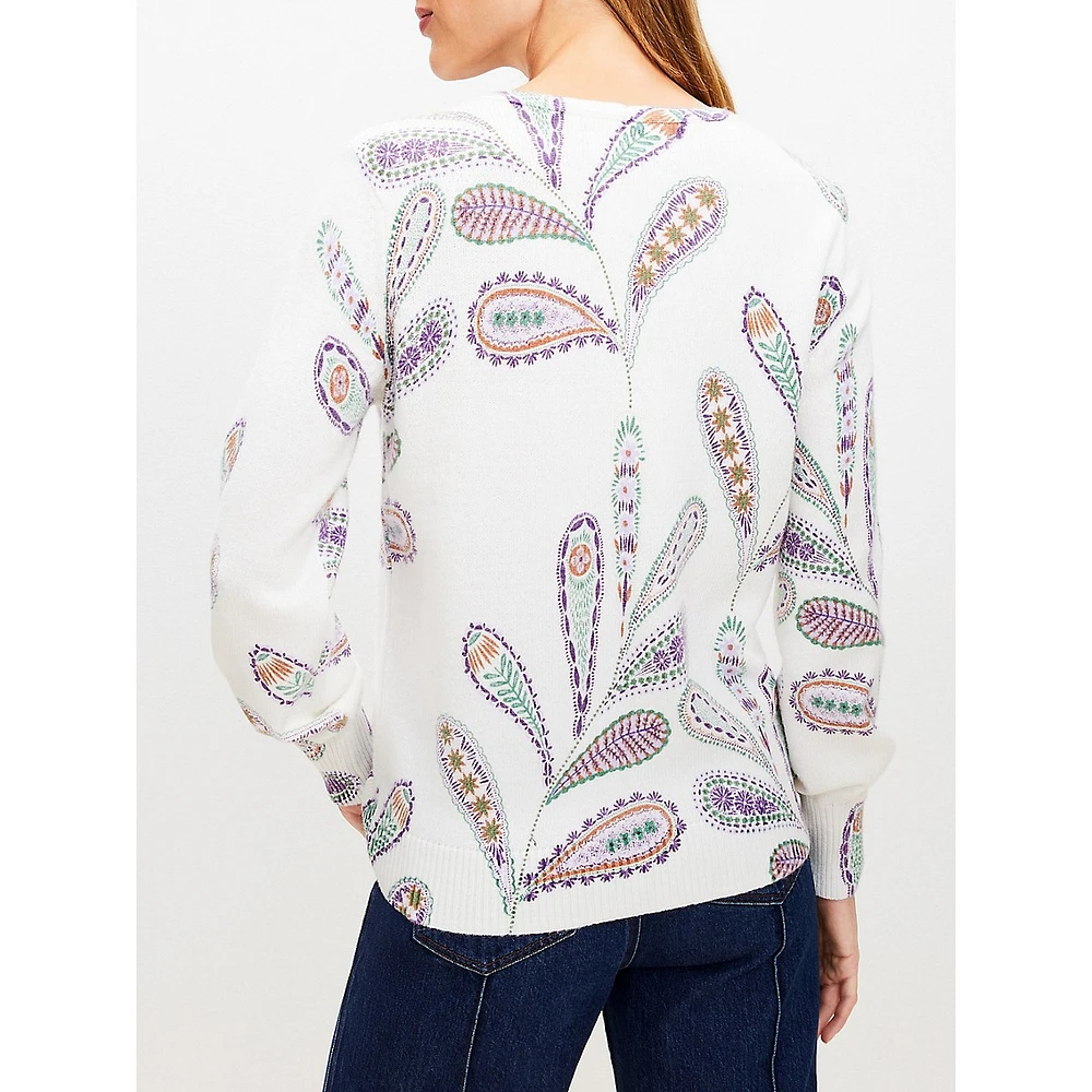 Paisley V-Neck Sweater