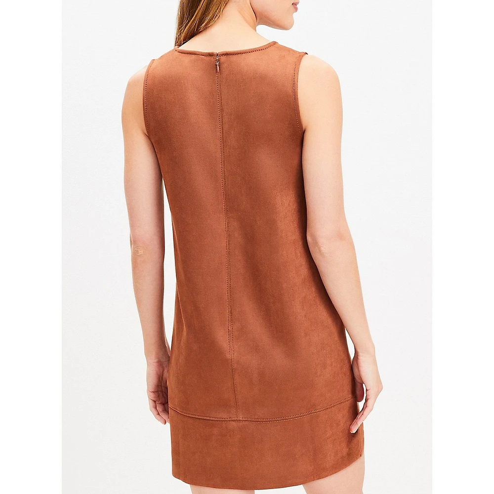 Faux Suede Mini Shift Dress