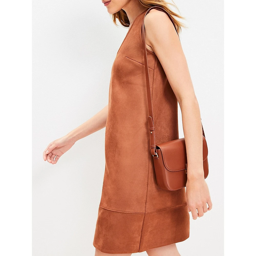 Faux Suede Mini Shift Dress