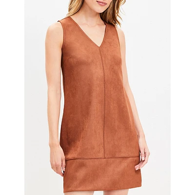 Faux Suede Mini Shift Dress