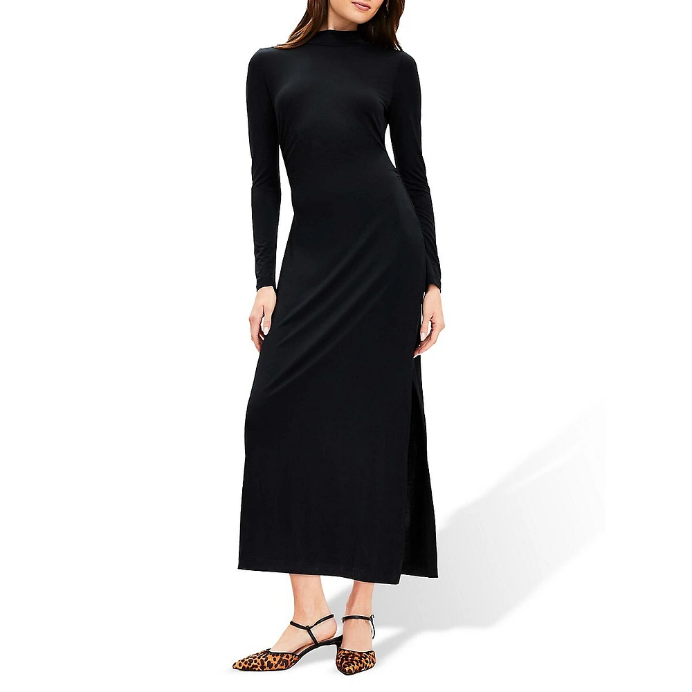 Mock Neck Midi Dress