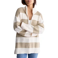 Storme Striped Quarter-Zip Oversized Sweater