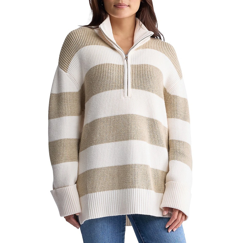 Storme Striped Quarter-Zip Oversized Sweater