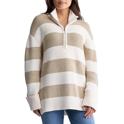 Storme Striped Quarter-Zip Oversized Sweater
