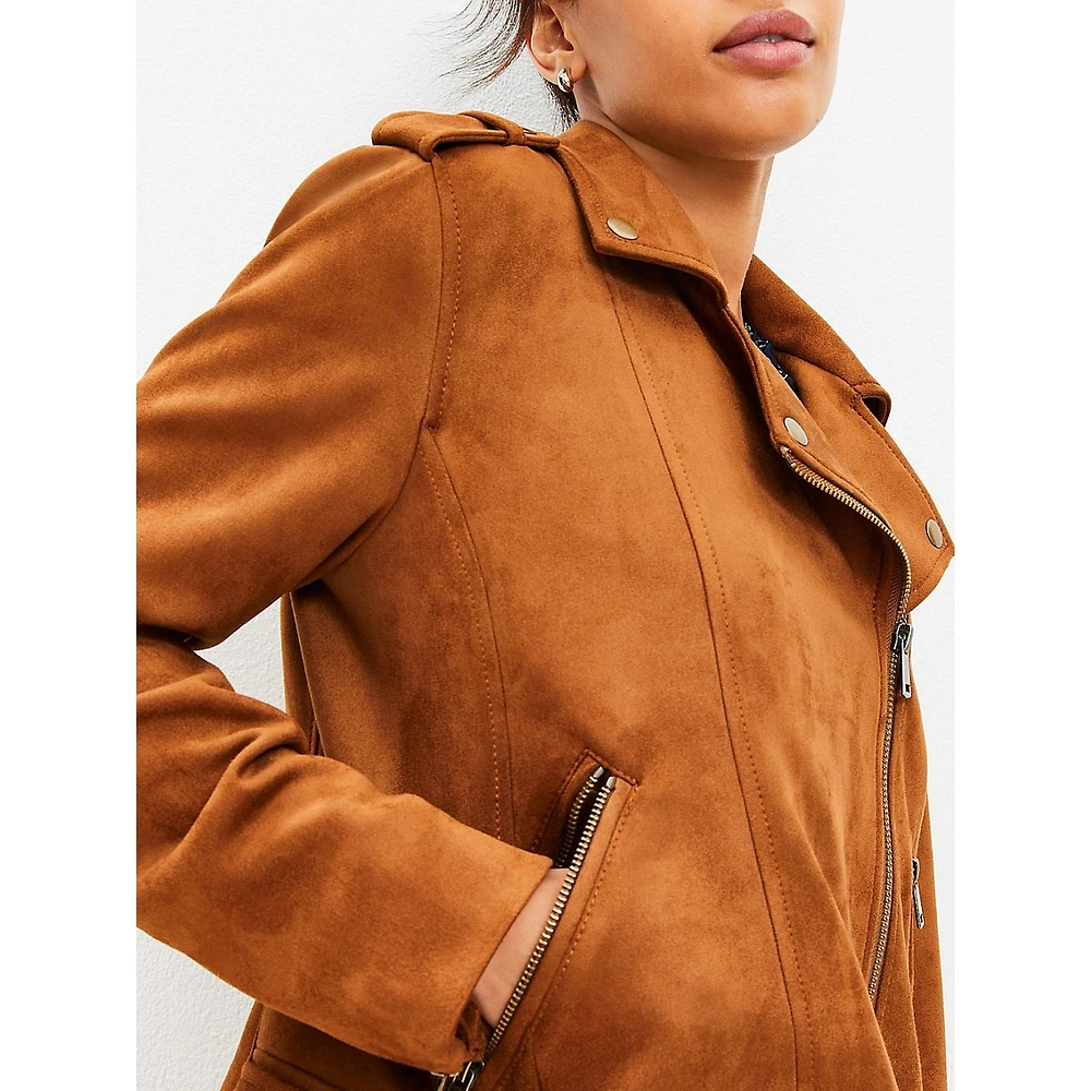 Faux Suede Moto Jacket