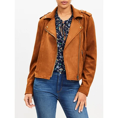 Faux Suede Moto Jacket