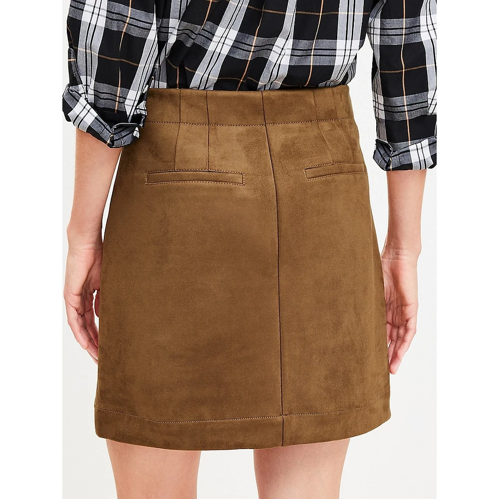 Faux Suede Patch Pocket Mini Skirt