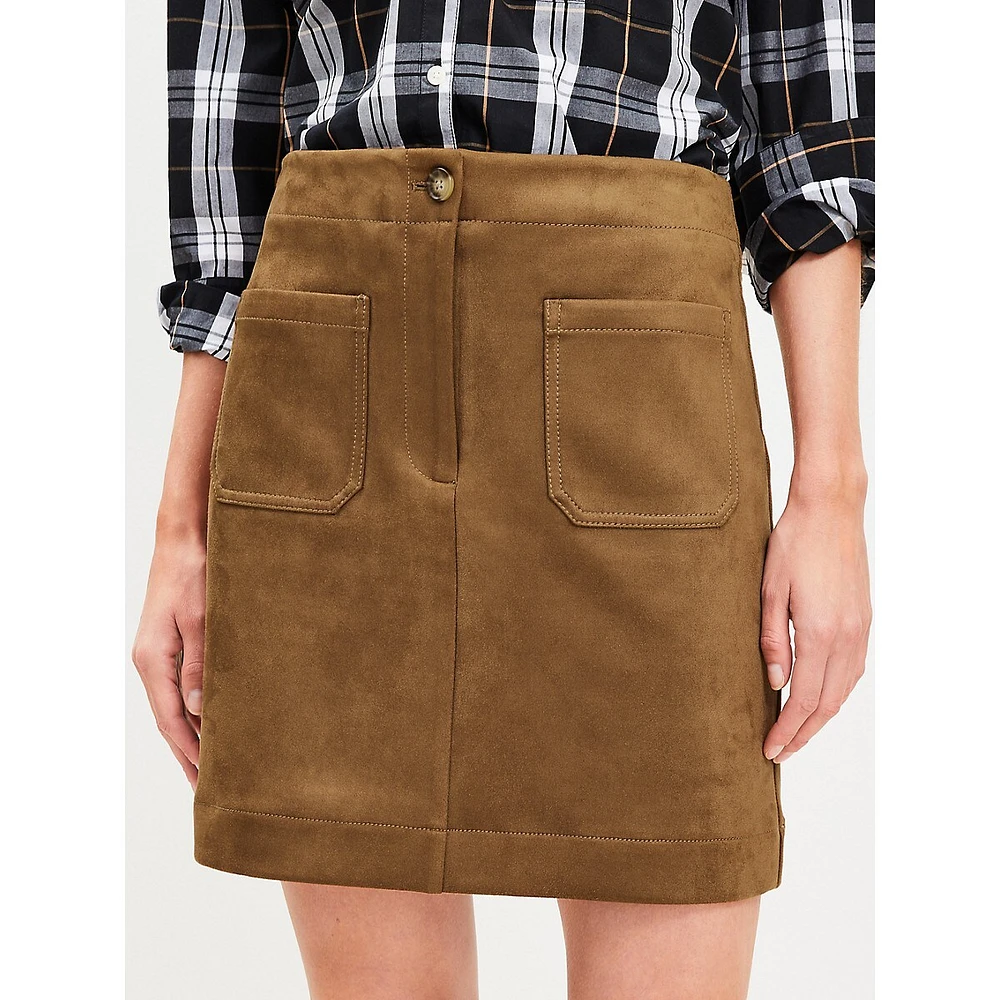 Faux Suede Patch Pocket Mini Skirt