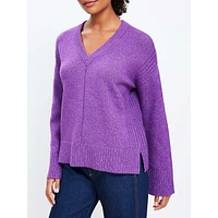 Rib Trim Wide Sleeve V-Neck Sweater