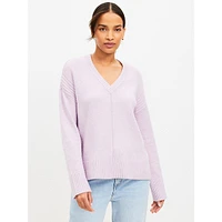 Rib Trim Wide Sleeve V-Neck Sweater