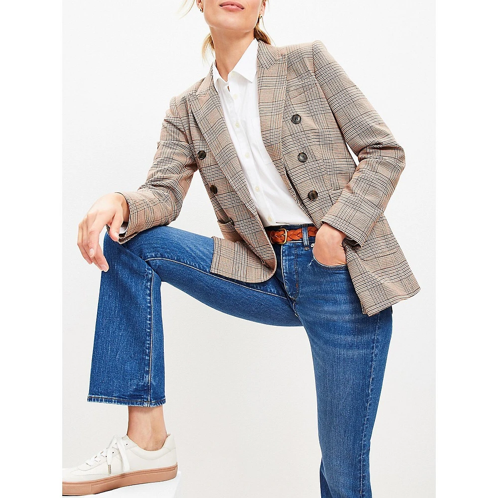 Plaid Double-Breasted Blazer