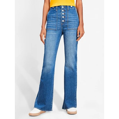 High Rise Relaxed Flare Jeans Mid Vintage Wash