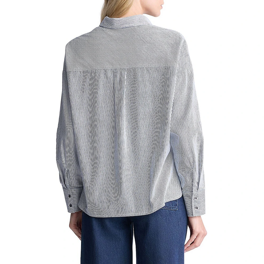 Twyla 2-Pocket Striped Boxy Shirt