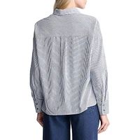 Twyla 2-Pocket Striped Boxy Shirt