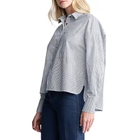 Twyla 2-Pocket Striped Boxy Shirt