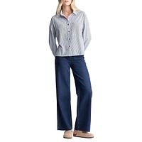 Twyla 2-Pocket Striped Boxy Shirt