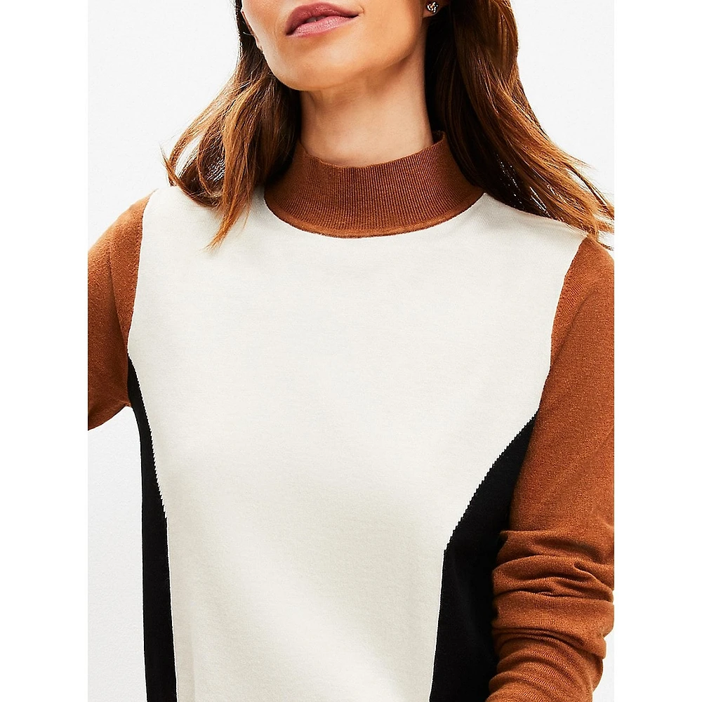 Colourblock Mock Neck Sweater