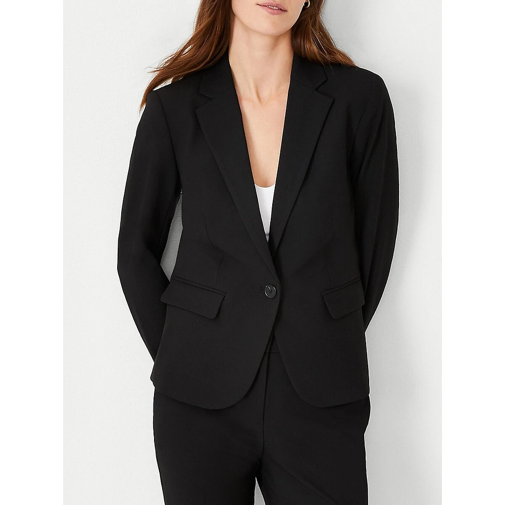 The Notched One Button Blazer Seasonless Stretch