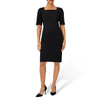 The Elbow Sleeve Square Neck Dress Seasonless Stretch