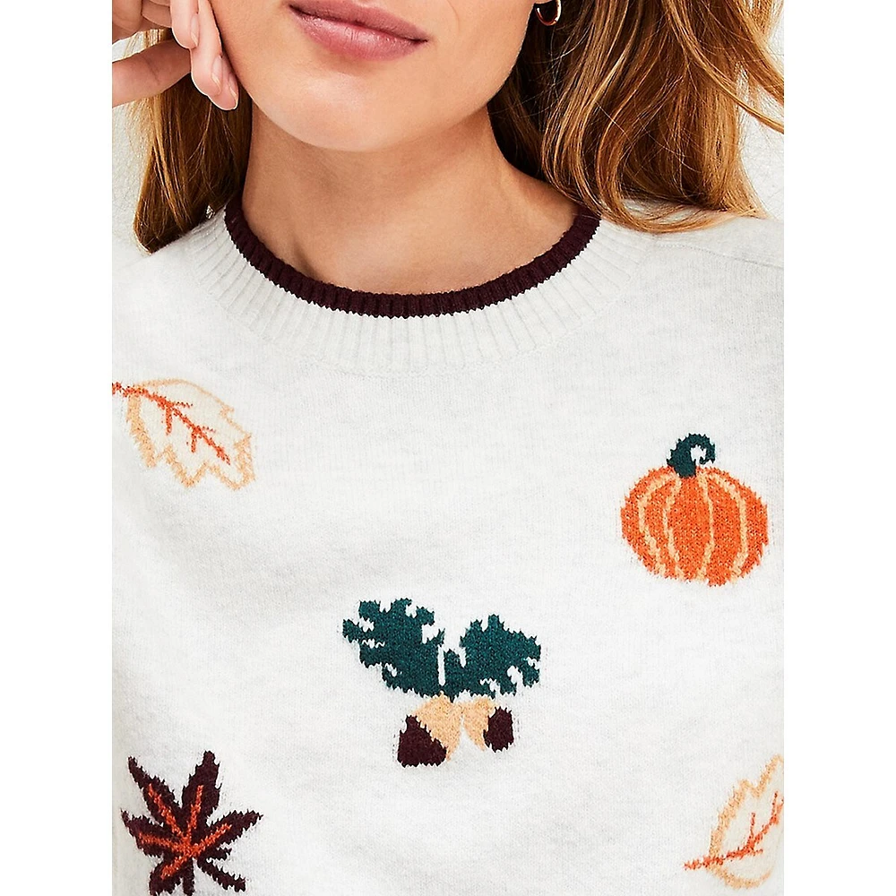 Tossed Fall Motif Sweater