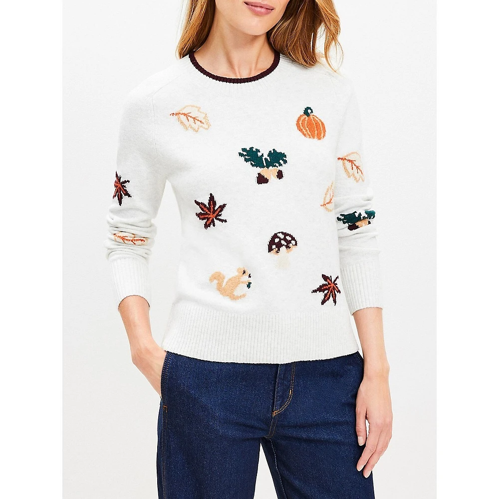 Tossed Fall Motif Sweater