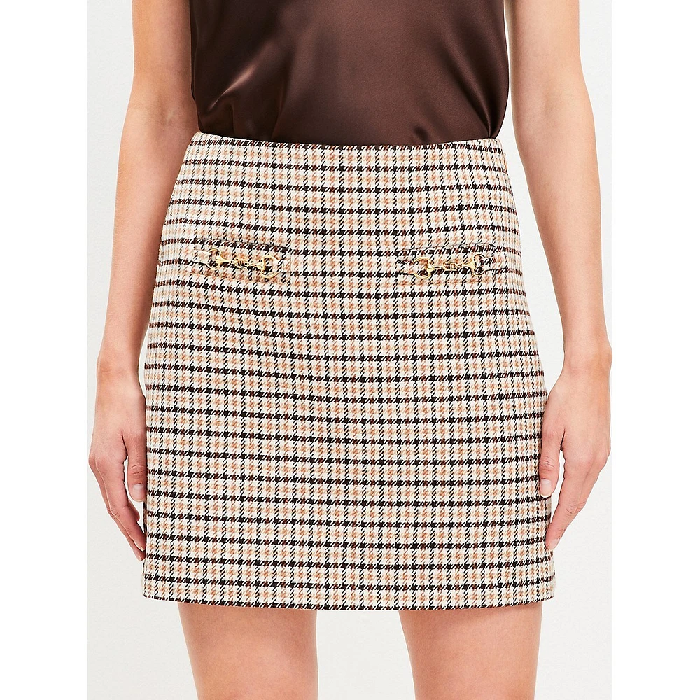 Horsebit Plaid Mini Skirt