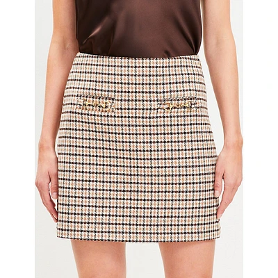 Horsebit Plaid Mini Skirt