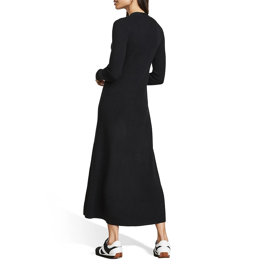 Long Sleeve V-Neck Flare Maxi Dress