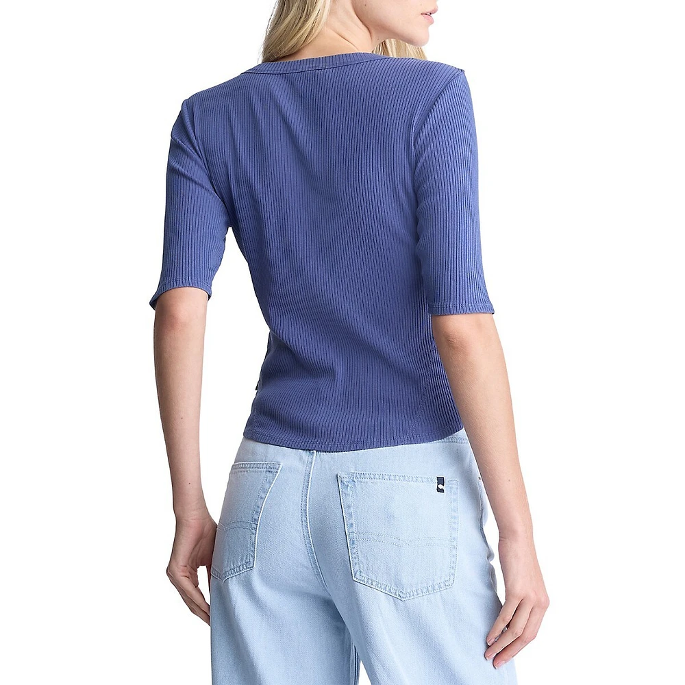 Tabbey Ribbed Half-Sleeve Top